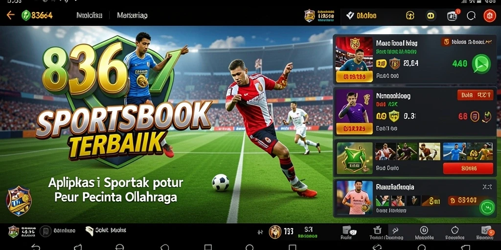 Tampilan gameplay Sportsbook yang menarik dan informatif.
