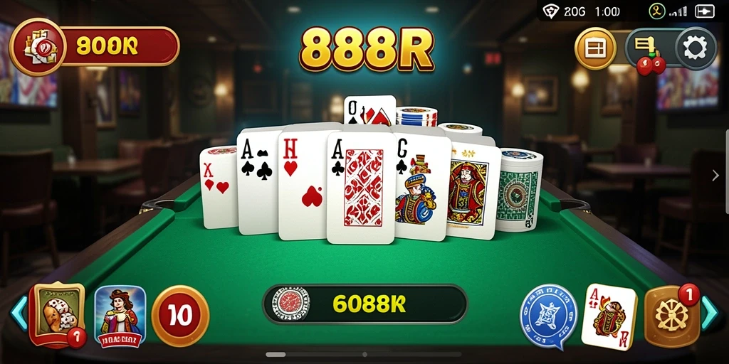 Tampilan gameplay seru Domino dalam 888R dengan pemain aktif.