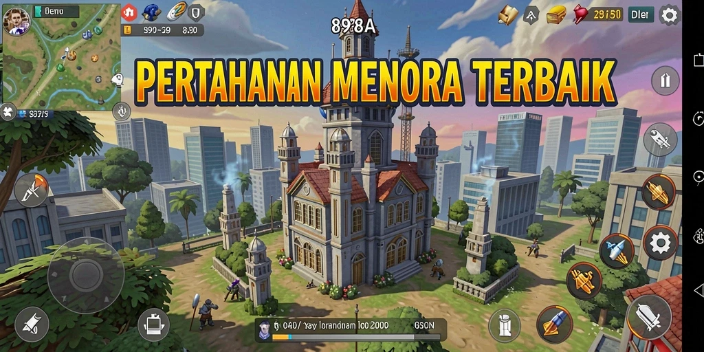 Tangkapan layar 898A menampilkan aksi gameplay Tower Defense yang mendebarkan.