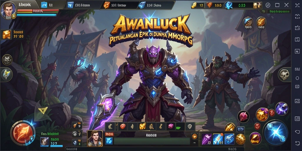 Screenshot gameplay AWANLUCK menampilkan aksi seru dalam pertempuran MMORPG.