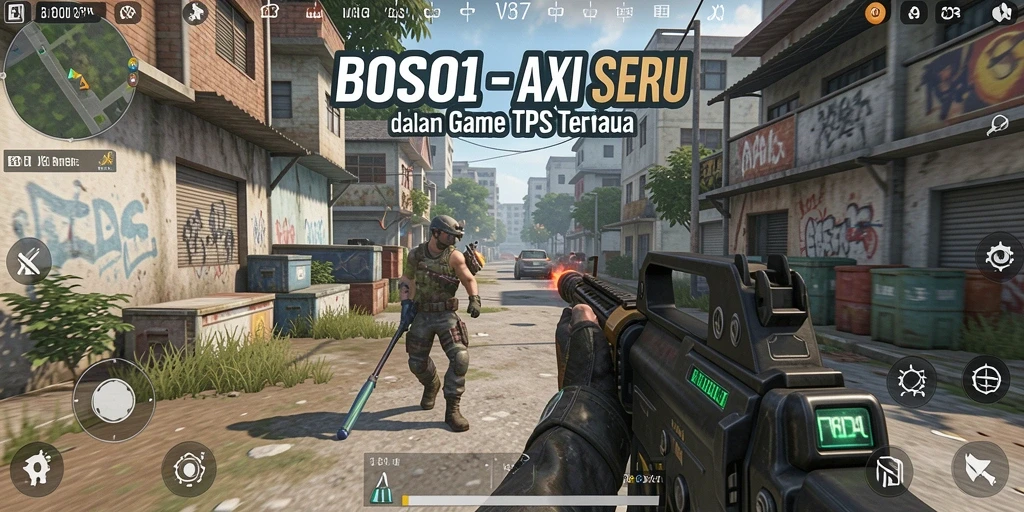Tampilan gameplay seru dalam BOS01 dengan aksi tembak-menembak.