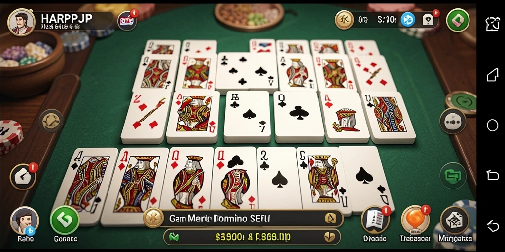 Screenshot gameplay HARAPJP menampilkan suasana seru bermain Domino.