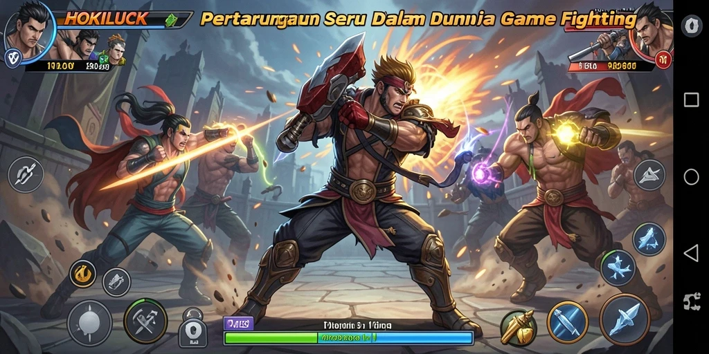 Gameplay HOKILUCK yang intens dan menarik dalam pertarungan Fighting.