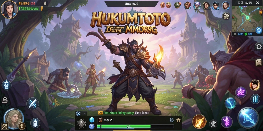Tangkapan layar HUKUMTOTO menampilkan pertempuran epik di dunia MMORPG.