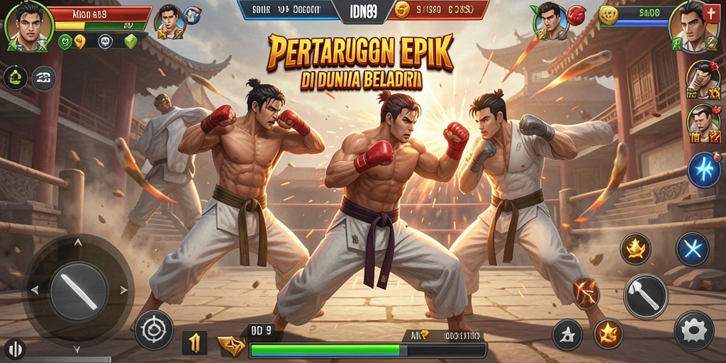 Screenshot IDN89 menampilkan aksi bertarung yang mendebarkan dan karakter-karakter unik.