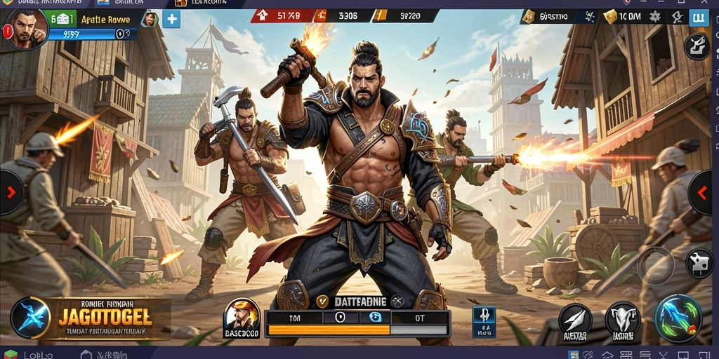Screenshot menampilkan gameplay intens di JAGOTOGEL Battle Royale.