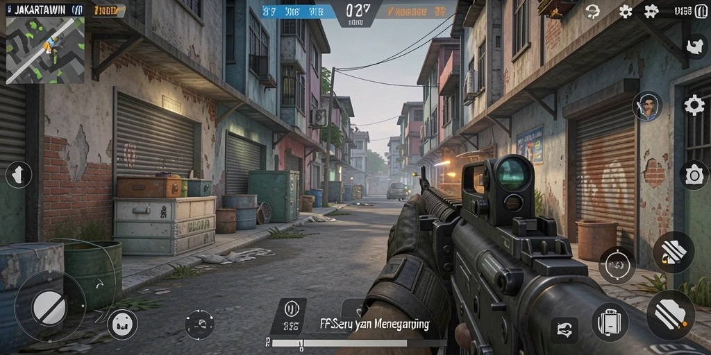 Tangkapan layar utama JAKARTAWIN menunjukkan intensitas gameplay FPS.