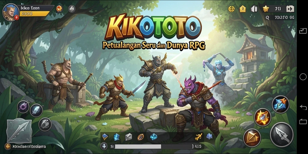 Tampilan gameplay KIKOTOTO yang penuh aksi dan strategi RPG.