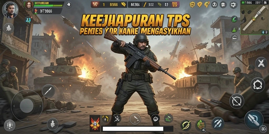 Screenshot utama MT966 menampilkan aksi pertempuran seru dalam gameplay TPS.