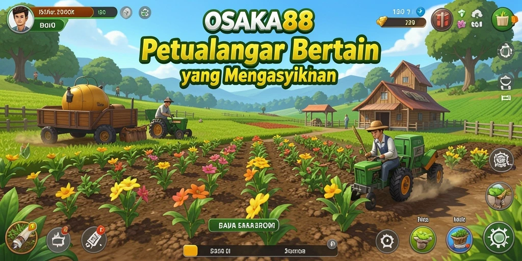 Screenshot OSAKA88 menampilkan keindahan ladang yang subur.