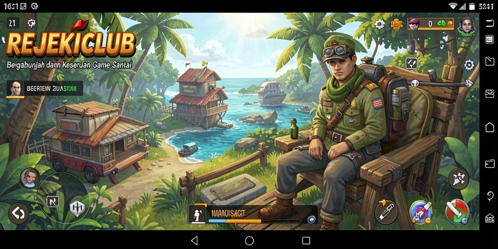 Tangkapan layar dari gameplay santai REJEKICLUB yang penuh warna.