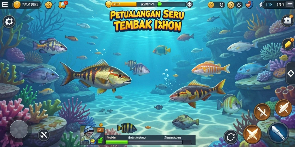 Screen utama RSNVIP6 menampilkan gameplay Tembak Ikan yang seru.