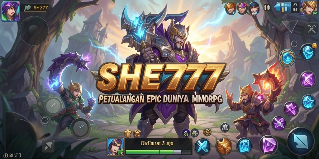 Tangkapan layar gameplay SHE777 yang menampilkan efisiensi pertempuran MMORPG.