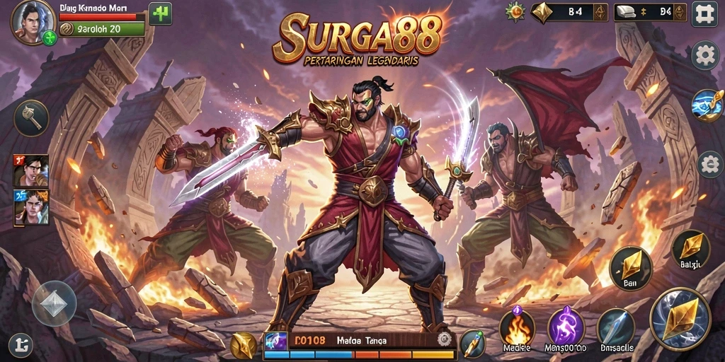 Tampilan menarik dari gameplay SURGA88 dengan pertarungan yang intens.