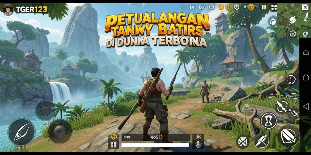 Screenshot gameplay TGER123 menampilkan petualangan seru di dunia terbuka.