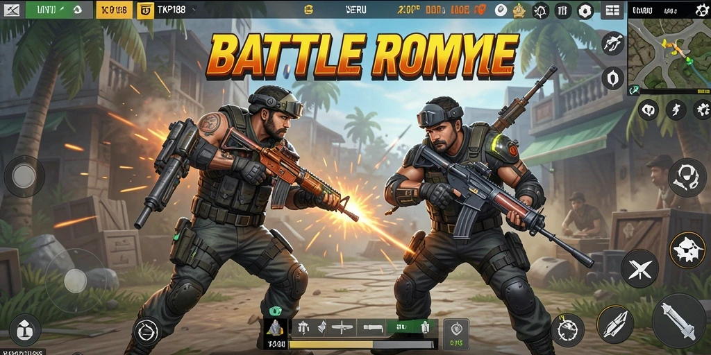 Tangkapan layar dari gameplay TKP188 yang mendebarkan di medan perang Battle Royale.