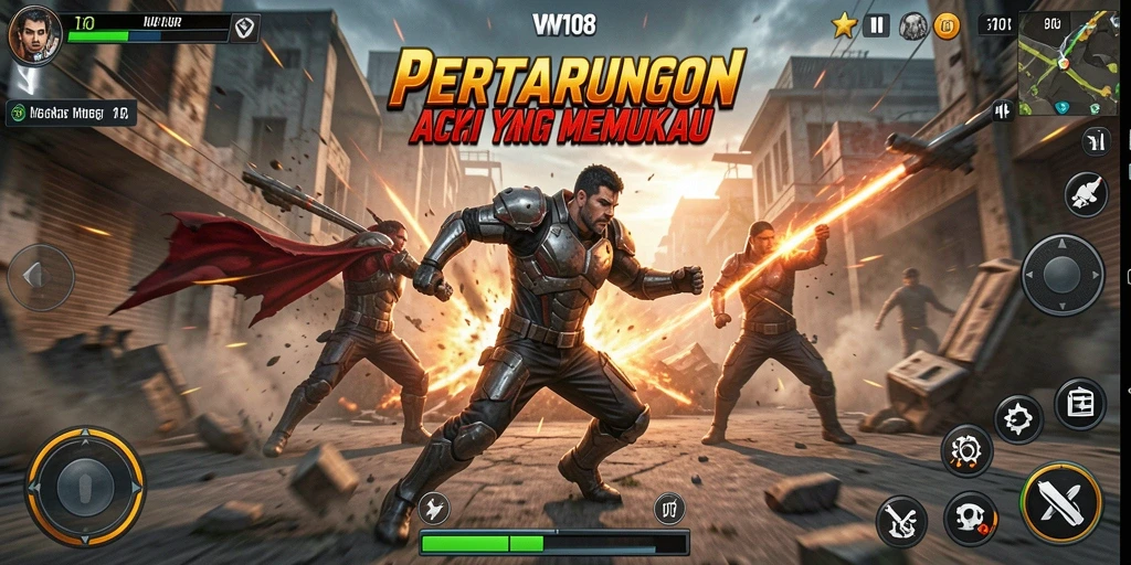 Screenshot gameplay VW108 dengan aksi pertarungan yang intens.