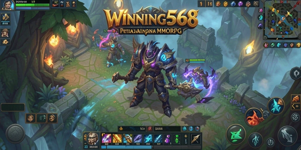 Screenshot gameplay WINNING568 yang menampilkan pertarungan epik dalam dunia MMORPG.